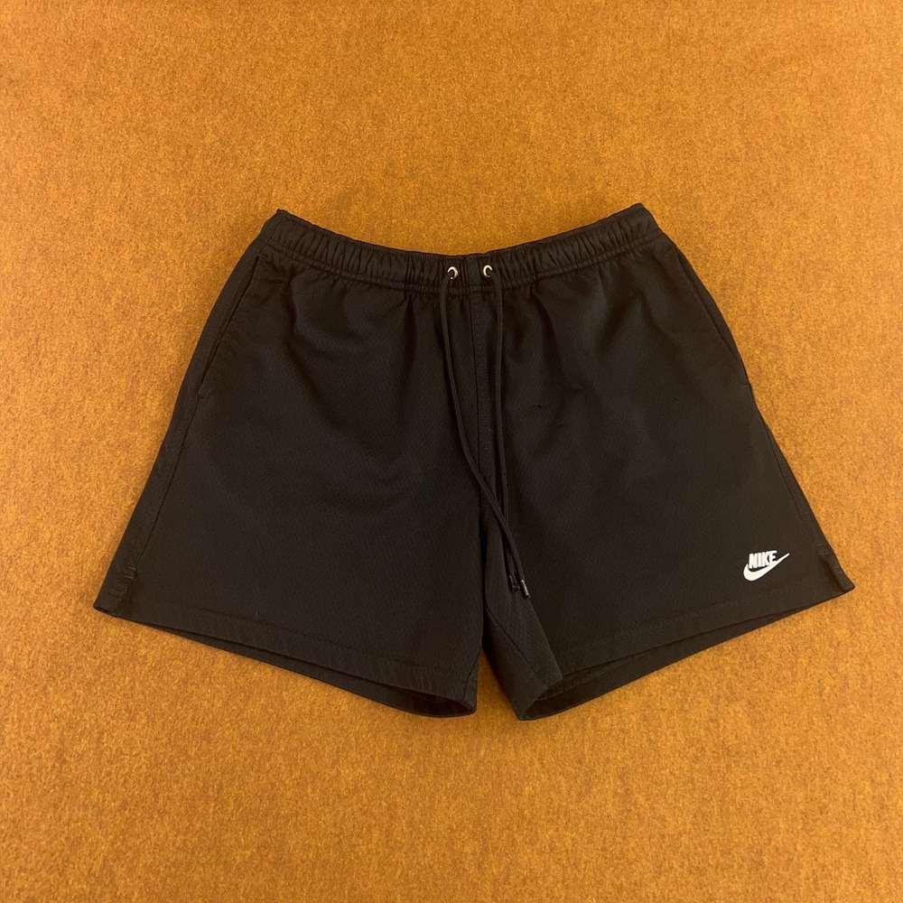 Nike Mens Size Medium Black Mesh Drawstring 5" Inseam Athletic Shorts *Flaw